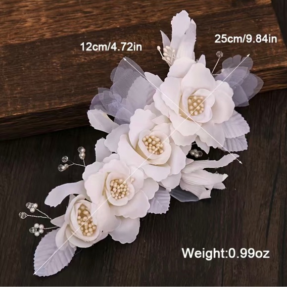 ‼️‼️SOLD OUT LOCALLY ‼️‼️Flowers Pearl Hair Clips Wedding Headwear Handmade - Picture 4 of 6